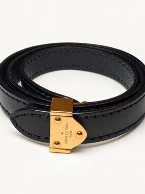 Louis Vuitton “Box It” Black Leather Wrap Bracelet • Size: 17• Retail: $405